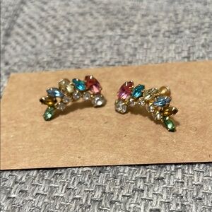 Multicolor Crystal clip Earrings